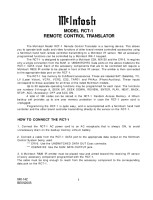 McIntosh RCT-1 - Owners manual